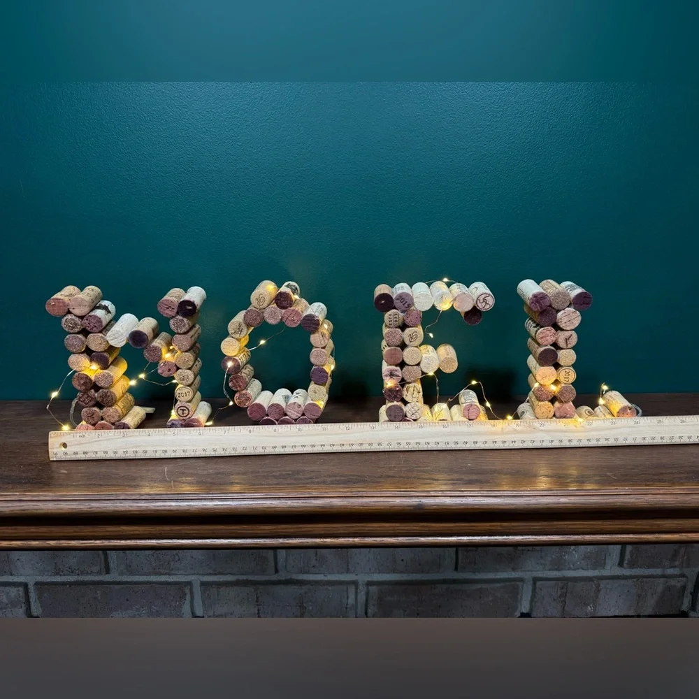 Christmas decor Wine Cork NOEL Sign with Lights